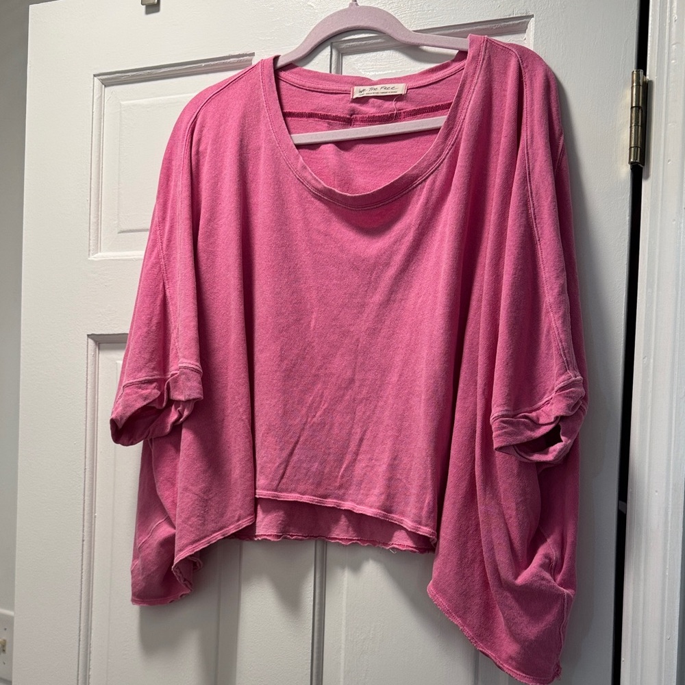 We The Free Bright Pink Oversized Crop Top